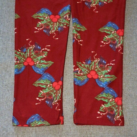 LuLaRoe TC Tall & Curvy Women’s Plus Leggings Red Blue Bows Holiday Christmas - Picture 3 of 16